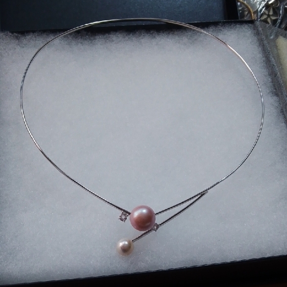 GSTV Elegant Silver and Pink & White ayoka Pearls Necklace - Picture 2 of 6